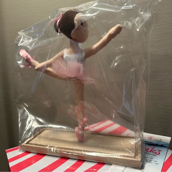 NEW Pink Zebra Ballerina Doll Woolie with Wooden Base - Picture 2 of 5